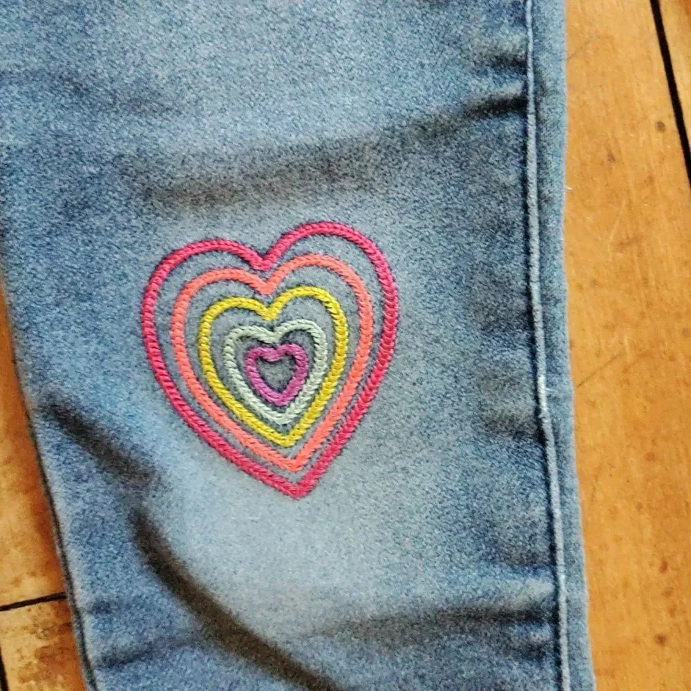 Cat & Jack Jeans 4T Skinny Black Denim Rainbow Embroidered Cotton